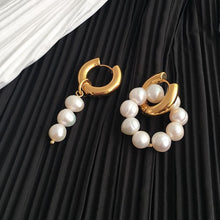 Load image into Gallery viewer, Asymmetric Pearl Earrings - Pine Jewellery
