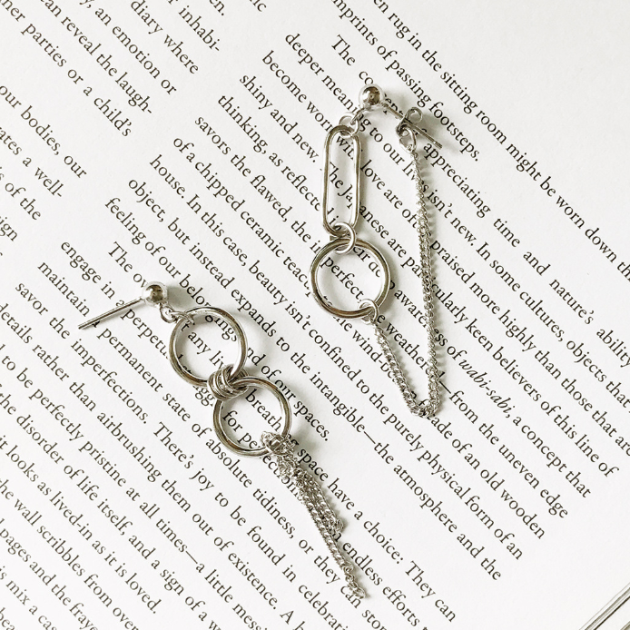 Silver Asymmetric Earrings - Pine Jewellery